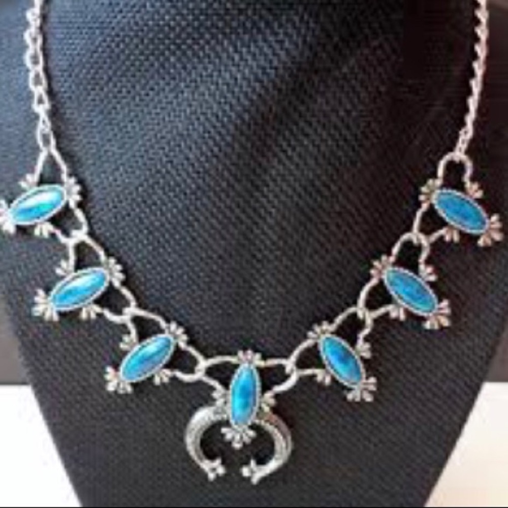 Squash Bloom Faux Turquoise Necklace